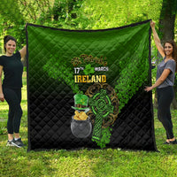 Leprechaun Hat Gold Coins St Patricks Day Personalized Quilt With Irish Celtic Shamrock - Wonder Print Shop