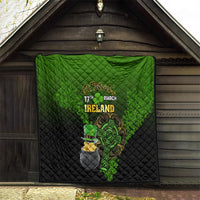Leprechaun Hat Gold Coins St Patricks Day Personalized Quilt With Irish Celtic Shamrock - Wonder Print Shop