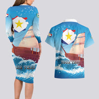 Personalized Saba Couples Matching Long Sleeve Bodycon Dress and Hawaiian Shirt Sailboat Remis Velisque