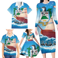 Personalized Saba Family Matching Long Sleeve Bodycon Dress and Hawaiian Shirt Sailboat Remis Velisque - Wonder Print Shop