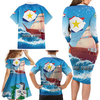 Personalized Saba Family Matching Long Sleeve Bodycon Dress and Hawaiian Shirt Sailboat Remis Velisque - Wonder Print Shop