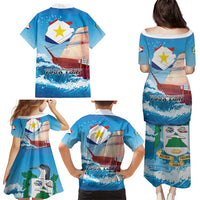 Personalized Saba Family Matching Puletasi and Hawaiian Shirt Sailboat Remis Velisque