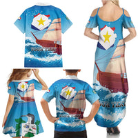 Personalized Saba Family Matching Summer Maxi Dress and Hawaiian Shirt Sailboat Remis Velisque - Wonder Print Shop