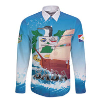 Personalized Saba Long Sleeve Button Shirt Sailboat Remis Velisque