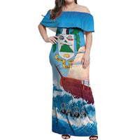 Personalized Saba Off Shoulder Maxi Dress Sailboat Remis Velisque - Wonder Print Shop