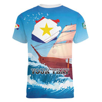 Personalized Saba Women V-Neck T-Shirt Sailboat Remis Velisque - Wonder Print Shop