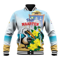Personalized Sint Maarten Baseball Jacket Brown Pelican With Yellow Sage - Wonder Print Shop