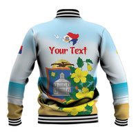 Personalized Sint Maarten Baseball Jacket Brown Pelican With Yellow Sage - Wonder Print Shop