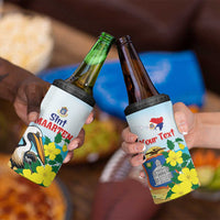 Personalized Sint Maarten 4 in 1 Can Cooler Tumbler Brown Pelican With Yellow Sage - Wonder Print Shop