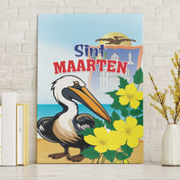 Sint Maarten Canvas Wall Art Brown Pelican With Yellow Sage - Wonder Print Shop