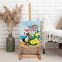 Sint Maarten Canvas Wall Art Brown Pelican With Yellow Sage - Wonder Print Shop