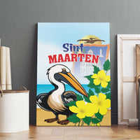 Sint Maarten Canvas Wall Art Brown Pelican With Yellow Sage - Wonder Print Shop