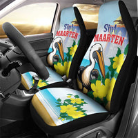 Sint Maarten Car Seat Cover Brown Pelican With Yellow Sage - Wonder Print Shop