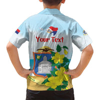 Personalized Sint Maarten Family Matching Puletasi and Hawaiian Shirt Brown Pelican With Yellow Sage