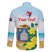Personalized Sint Maarten Family Matching Puletasi and Hawaiian Shirt Brown Pelican With Yellow Sage