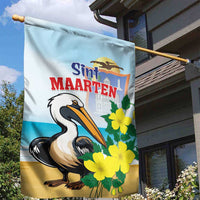 Sint Maarten Garden Flag Brown Pelican With Yellow Sage - Wonder Print Shop