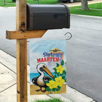 Sint Maarten Garden Flag Brown Pelican With Yellow Sage - Wonder Print Shop