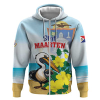 Personalized Sint Maarten Hoodie Brown Pelican With Yellow Sage - Wonder Print Shop