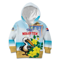 Personalized Sint Maarten Kid Hoodie Brown Pelican With Yellow Sage - Wonder Print Shop