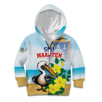 Personalized Sint Maarten Kid Hoodie Brown Pelican With Yellow Sage - Wonder Print Shop