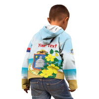 Personalized Sint Maarten Kid Hoodie Brown Pelican With Yellow Sage - Wonder Print Shop