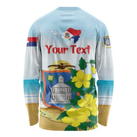 Personalized Sint Maarten Long Sleeve Shirt Brown Pelican With Yellow Sage - Wonder Print Shop