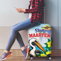 Sint Maarten Luggage Cover Brown Pelican With Yellow Sage - Wonder Print Shop
