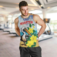 Personalized Sint Maarten Men Tank Top Brown Pelican With Yellow Sage - Wonder Print Shop