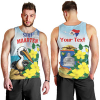 Personalized Sint Maarten Men Tank Top Brown Pelican With Yellow Sage - Wonder Print Shop