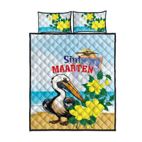 Sint Maarten Quilt Bed Set Brown Pelican With Yellow Sage - Wonder Print Shop