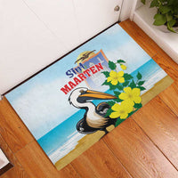 Sint Maarten Rubber Doormat Brown Pelican With Yellow Sage - Wonder Print Shop