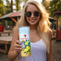 Personalized Sint Maarten Skinny Tumbler Brown Pelican With Yellow Sage - Wonder Print Shop