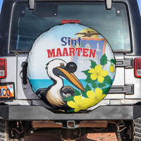 Sint Maarten Spare Tire Cover Brown Pelican With Yellow Sage - Wonder Print Shop