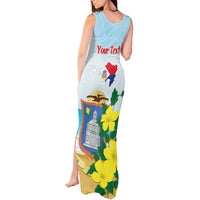 Personalized Sint Maarten Tank Maxi Dress Brown Pelican With Yellow Sage - Wonder Print Shop