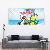 Sint Maarten Tapestry Brown Pelican With Yellow Sage - Wonder Print Shop