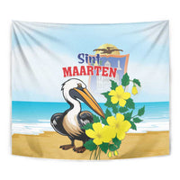 Sint Maarten Tapestry Brown Pelican With Yellow Sage - Wonder Print Shop