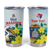 Personalized Sint Maarten Tumbler Cup Brown Pelican With Yellow Sage - Wonder Print Shop