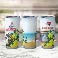 Personalized Sint Maarten Tumbler Cup Brown Pelican With Yellow Sage - Wonder Print Shop
