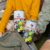 Personalized Sint Maarten Tumbler Cup Brown Pelican With Yellow Sage - Wonder Print Shop