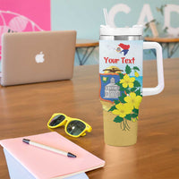Personalized Sint Maarten Tumbler With Handle Brown Pelican With Yellow Sage - Wonder Print Shop