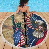 USA Eagle Statue of Liberty Beach Blanket American Patriotic Spirit - Wonder Print Shop