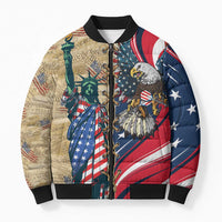 USA Eagle Statue of Liberty Bomber Puffer Jacket American Patriotic Spirit - Wonder Print Shop