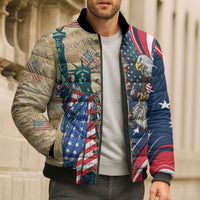 USA Eagle Statue of Liberty Bomber Puffer Jacket American Patriotic Spirit - Wonder Print Shop