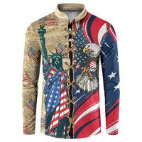 USA Eagle Statue of Liberty Button Sweatshirt American Patriotic Spirit - Wonder Print Shop
