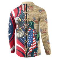 USA Eagle Statue of Liberty Button Sweatshirt American Patriotic Spirit - Wonder Print Shop