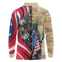USA Eagle Statue of Liberty Long Sleeve Polo Shirt American Patriotic Spirit - Wonder Print Shop