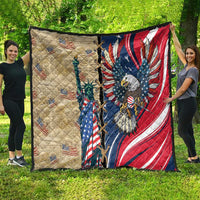 USA Eagle Statue of Liberty Quilt American Patriotic Spirit - Wonder Print Shop