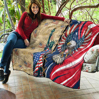 USA Eagle Statue of Liberty Quilt American Patriotic Spirit - Wonder Print Shop