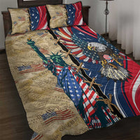USA Eagle Statue of Liberty Quilt Bed Set American Patriotic Spirit - Wonder Print Shop