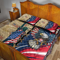 USA Eagle Statue of Liberty Quilt Bed Set American Patriotic Spirit - Wonder Print Shop